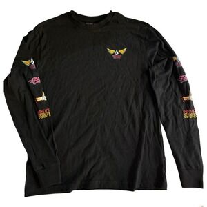 Volcom Mens‎ Long Sleeve Graphic T Shirt Black Volcom Stone Logo Wings Skater M